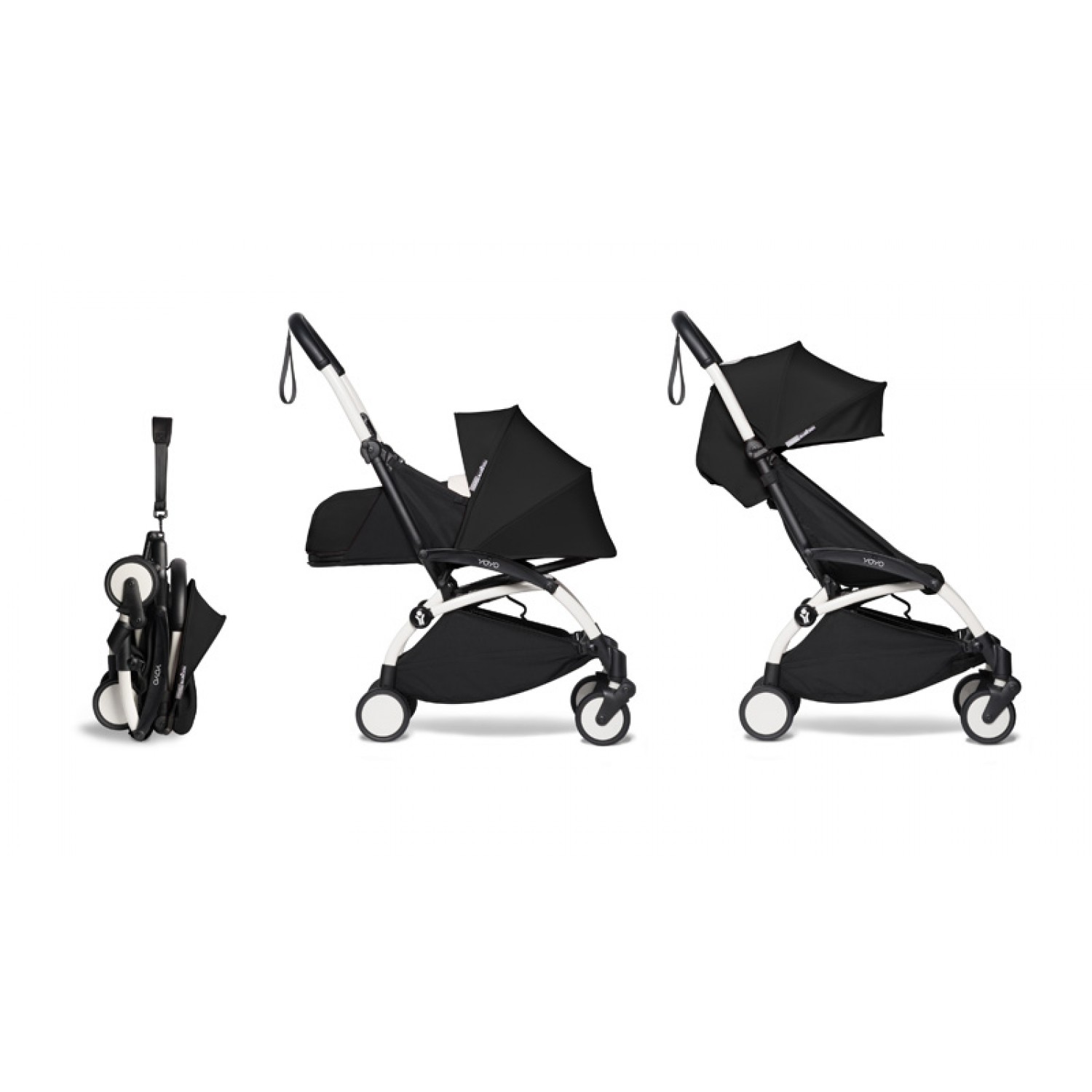 Complete BABYZEN stroller YOYO2  0+ and 6+ | White Chassis Black